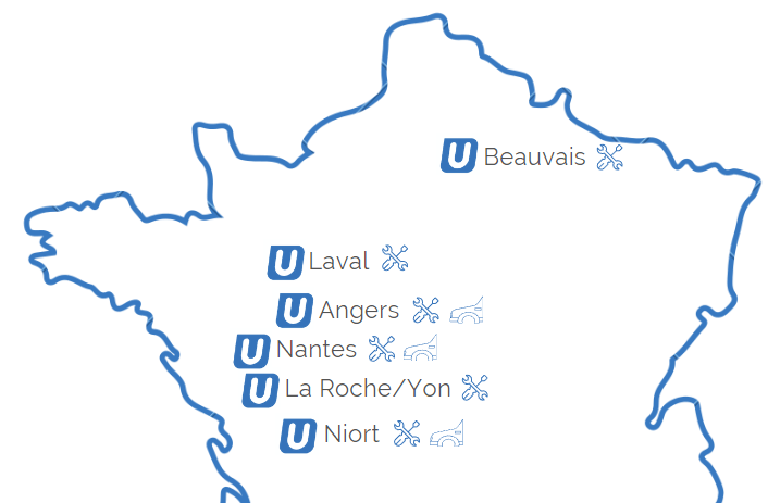 Carte France Agences et Ateliers Utiléo